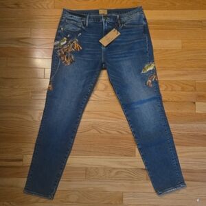 DRIFTWOOD Blue Skinny Jeans with Embroidery